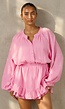 Roze Mousseline Playsuit met Broderie en Volantzoom