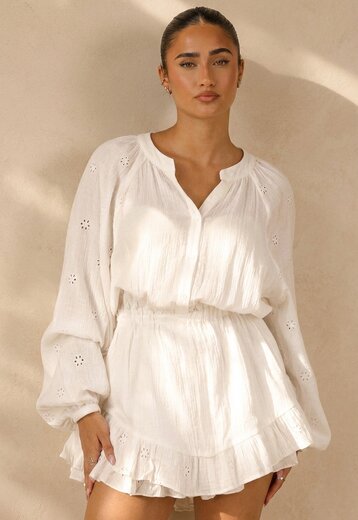 Witte Mousseline Playsuit