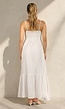 Witte Mousseline Maxi Jurk met Spaghettibandjes en Smokdetail