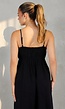 Zwarte Mousseline Maxi Jurk met Spaghettibandjes en Smokdetail