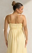 Gele Mousseline Maxi Jurk met Spaghettibandjes en Smokdetail