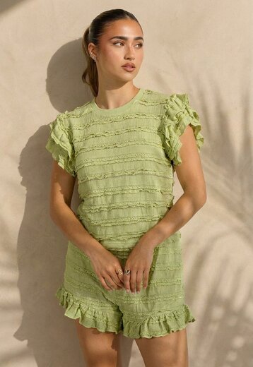 Lichtgroene Two Piece Set met Ruches