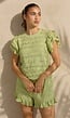 Lichtgroene Two Piece Set met Ruches en Shorts
