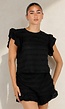 Zwarte Gehaakte Co-ord Set met Ruffle Mouwen