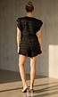 Zwarte Gehaakte Co-ord Set met Ruffle Mouwen