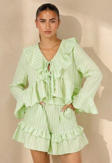 Lichtgroene Gestreepte Two Piece Set