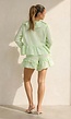 Lichtgroene Gestreepte Two Piece Set met Blouse en Rucheshort