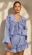 Lila Gestreepte Two Piece Set met Blouse en Rucheshort