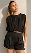 Zwarte Two Piece Set met Mouwloze Top en Ballonshort