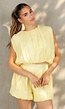 Gele Two Piece Set met Mouwloze Top en Ballonshort
