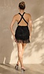 Zwarte Halter Playsuit met Franjes en Strikceintuur