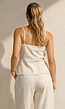 Beige Spaghettiband Top met Wide Leg Broek Set