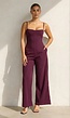 Bordeaux Jumpsuit met Smalle Bandjes en Wijde Pijpen