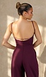Bordeaux Jumpsuit met Smalle Bandjes en Wijde Pijpen