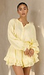 Gele Mousseline Playsuit met Broderie Details en Volants