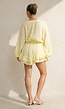 Gele Mousseline Playsuit met Broderie Details en Volants