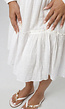 Witte Mousseline Mini Jurk met V-Hals en Volantzoom