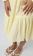 Butter Yellow Mousseline Mini Jurk met V-Hals en Volantzoom
