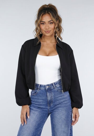 Zwarte Cropped Bomberjack