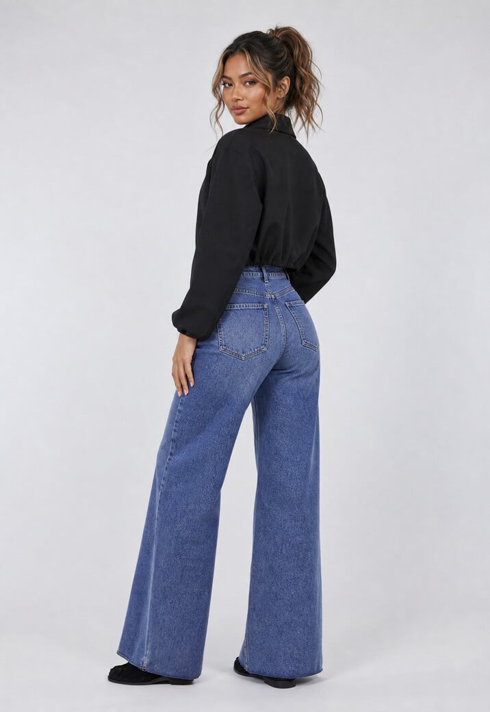 Zwarte Cropped Bomberjack met Ritssluiting en Ballonmouwen