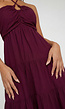 Paarse Halter Midi Jurk met Volants en Elastische Band