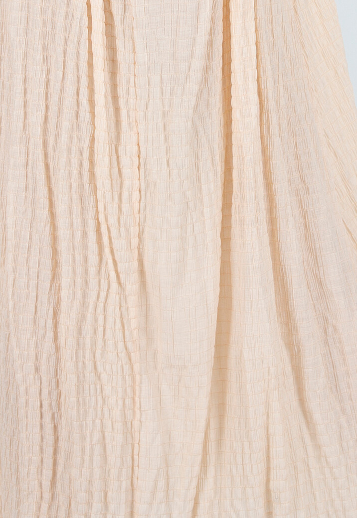 Beige Mousseline Maxi Jurk met Open Rug en Touwdetails