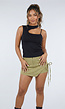 Zwarte Asymmetrische Top met Open Schouder en Push-Up Pads