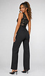 Zwarte One Shoulder Kant Top met Stretch