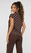 Bruine Polkadot Blazer Top met Schoudervulling