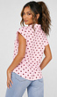 Roze Blazer Top met Stippenprint en Schoudervulling