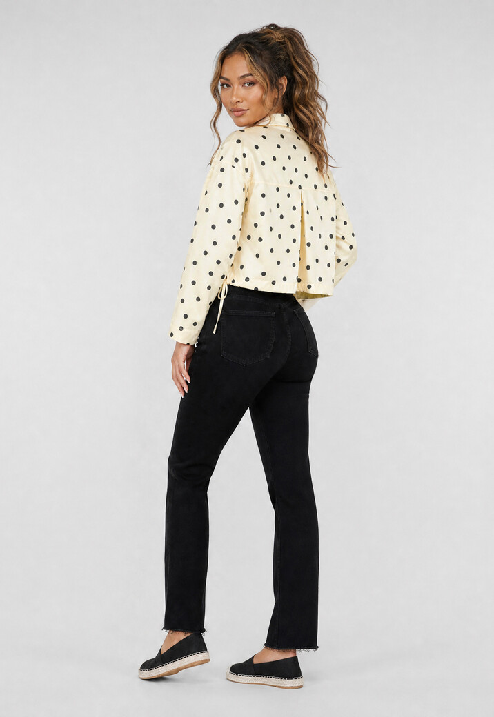 Butter Yellow Polkadot Blousejasje met Trekkoord