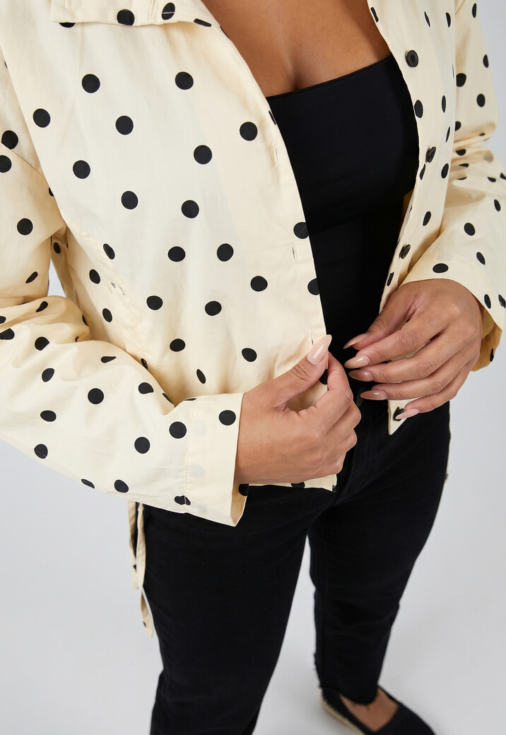 Butter Yellow Polkadot Blousejasje met Trekkoord
