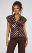 Bruine Polkadot Blazer Top met Schoudervulling
