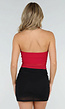 Rode Padded Halter Top met Mesh Detail Ruches en Stretch