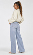 Crème Cropped Bomberjack met Ritssluiting en Ballonmouwen
