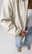 Crème Cropped Bomberjack met Ritssluiting en Ballonmouwen