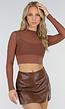 Bruine Mesh Crop Top met Pads