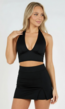 Zwarte Stretch Haltertop