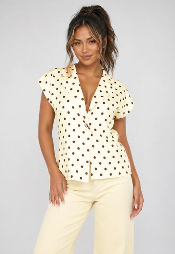 Butter Yellow Polkadot Blazer Top