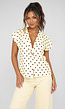 Butter Yellow Polkadot Blazer Top met Schoudervulling