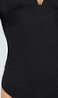 Corrigerend Badpak Zwart met Rib Structuur en Padding