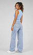 Lichtblauwe Rib Top met Ritssluiting en Stretch