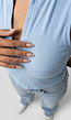Lichtblauwe Rib Top met Ritssluiting en Stretch