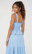 Lichtblauwe Two Piece Set met Ruches en Stretch