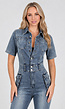 Shortsleeve Denim Jumpsuit met Cargo Zakken