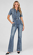 Shortsleeve Denim Jumpsuit met Cargo Zakken