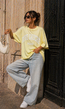 Lichtgeel Oversized T-Shirt met Witte Tekstprint
