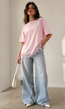 Roze Oversized T-Shirt met Kantzoom
