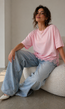 Roze Oversized T-Shirt met Kantzoom