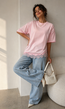 Roze Oversized T-Shirt met Kantzoom